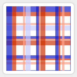 Cozy plaid tartan in cobalt blue and orange Sticker